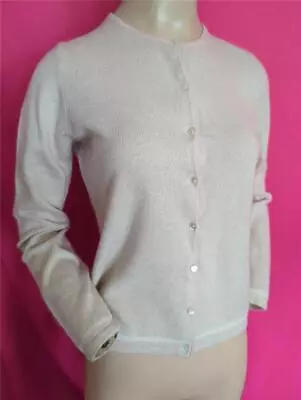 Beige 100 % Cashmere Soft Cardigan Ann Taylor Sweater 36 Bust Hong Kong • £28.94