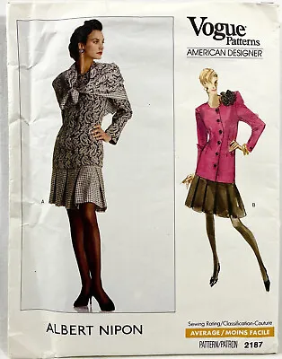 1988 Vogue Albert Nipon Designer Sewing Pattern 2187 Womens Top Skirt Vntg 12428 • $35