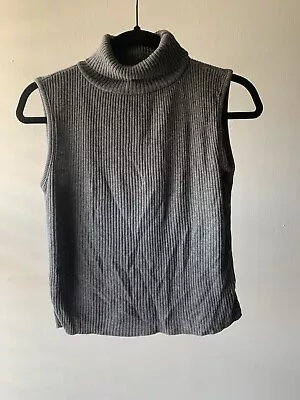 Vintage Bobbi Brooks Gray Mock Neck Sleeveless Sweater Size Medium • $20