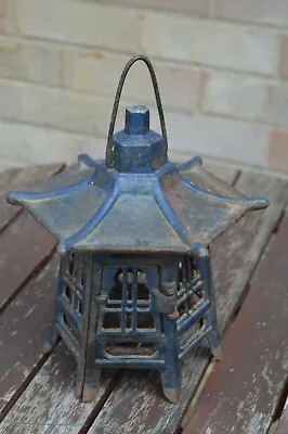 £99.95 • Buy Antique Cast Iron Pagoda Garden Lantern Lamp 10.5 