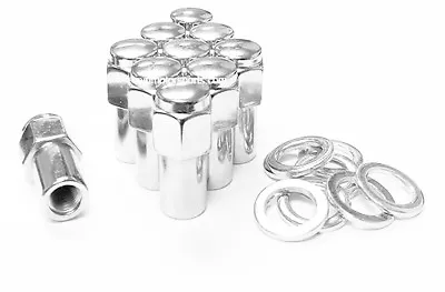 10x Lug Nuts 7/16-20 Chrome Flat Top Mag .85 Shank Cragar S/S Center Washers • $21.99