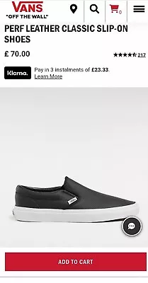 Vans Perf Leather Classic Slip-On Shoe 6 • £24.99