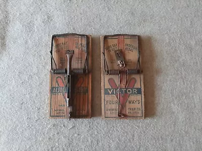 Pair Vintage Rodent Rat Traps VICTOR Brand From Animal Trap Company Lititz PA • $45