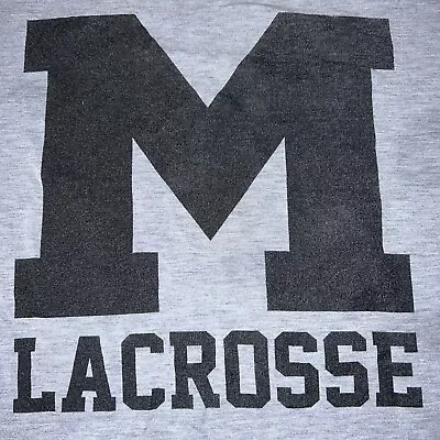 Vintage University Of Michigan Wolverines Lacrosse Shirt Large Gray NCAA College • $29.99