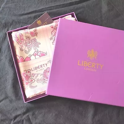 BNIB Liberty Of London Tree Of Life Pink Twill Silk Scarf 90 X 90 Cm ~ Rrp £235 • £149.50