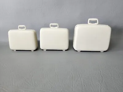 Vintage Barbie Luggage Suitcase Set Of Three White Pieces • $13.59