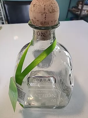 Huge Patron Silver Agave Tequila 1.75 Liter Bottle Cork (empty) Vase Bank Lamp • $12.50