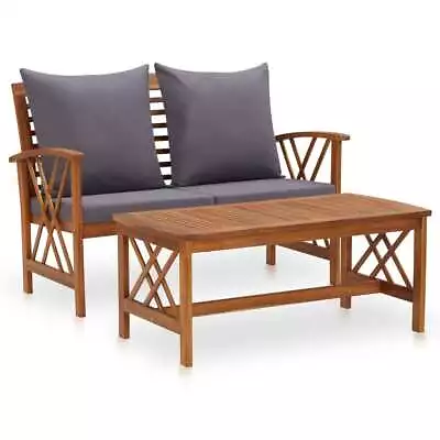 2-Piece Outdoor Sofa Set With Cushions Garden Patio Lounge Solid Acacia Wood • $347.82