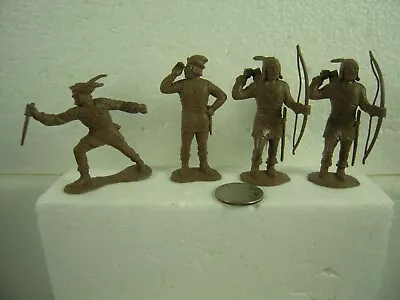 MARX Robin Hood 60mm Merrymen 4 Dark Brown Figures From The 1950s. • $20