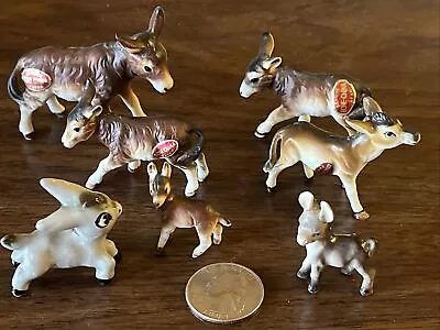 Vintage Bone China Japan Donkey Miniature Figurine Lot Of 7 • $29.99