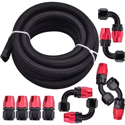 Braided Fuel Line 3/8 16ft 6AN Oil/Gas/Fuel Hose End Fitting Black & Red Kit • $43.99