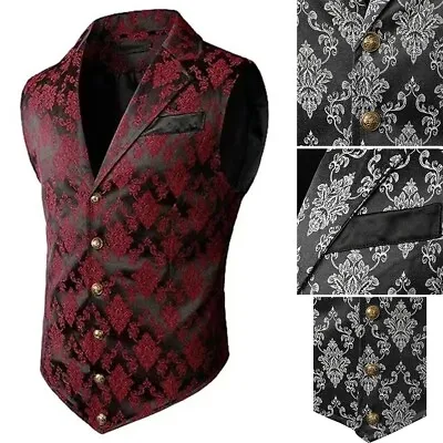 Retro Gothic Steampunk Mens Vest For Formal Victorian Style Suit Waistcoat • $41.01