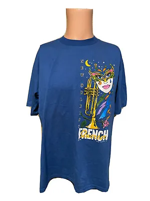 Vintage 1989 Mardi Gras Blue Shirt Size XL Mens JERZEES • $15