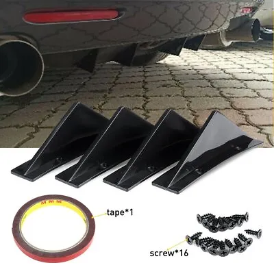 Universal 4x Car Rear Bumper Diffuser Fin Spoiler Lip Wing Splitter Glossy EXV • $11.39