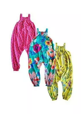 £9.99 • Buy Ex Store  Girls Pineapple Floral Summer Playsuit Dungarees Age 2 3 4 5 6 Years