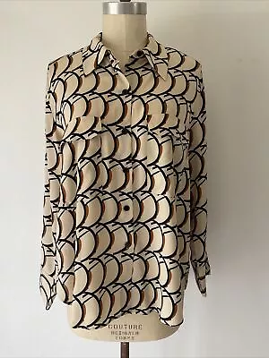 Zara Size XL Shirt 2 Pockets Beige With Black & Terracotta Unique Print  • $18