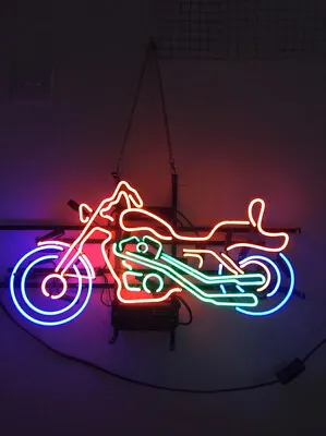 Motorcycle Neon Light Sign 20 X16  Lamp Glass Decor Space Wall Bar Hanging • $133.08