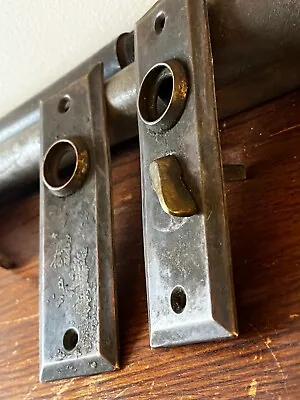 Antique Vintage Small Brass Thumb Turn Door Knob Lock Key Hole Plates • $8.46