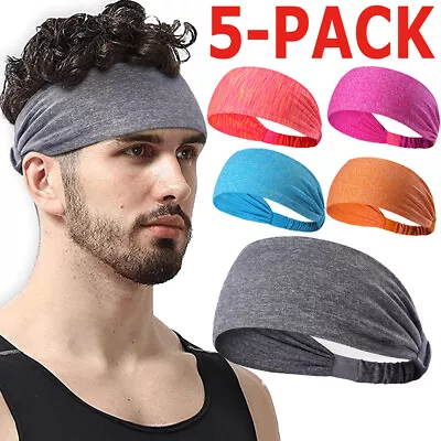 5-PACK Women Men Sport Athletic Workout Headband For Yoga Running Sports Travel • $11.98