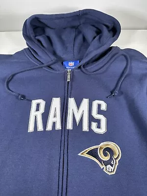 Reebok NFL Los Angeles Rams LA Thick Hooded Sweatshirt Large Men’s Blue Full Zip • $26