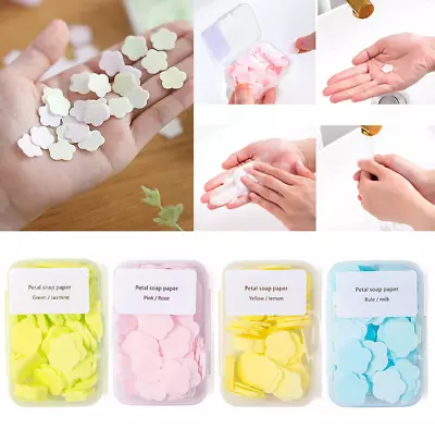 New 4*Box Petal Soap Paper Portable Travel Wash Hand Camping Disposable Cleaning • £4.18