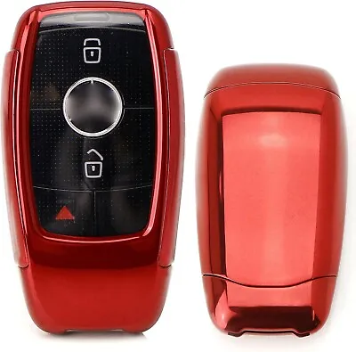 Red TPU Key Fob Cover W/ Button Cover For Mercedes E S G A C CLA CLS GLB Class • $11.69