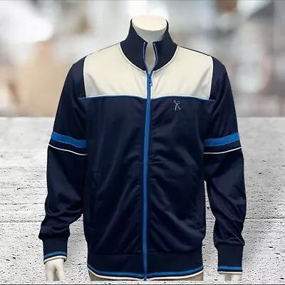 Marc Ecko Cut & Sew Blue & White Jogging Exercise Walking Track Jacket Size LG • $29.99