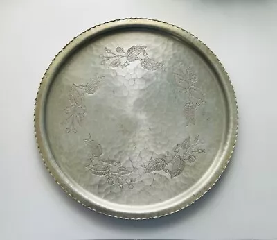 Vintage Wrought Farberware Hammered Aluminum 16  Round Tray • $12