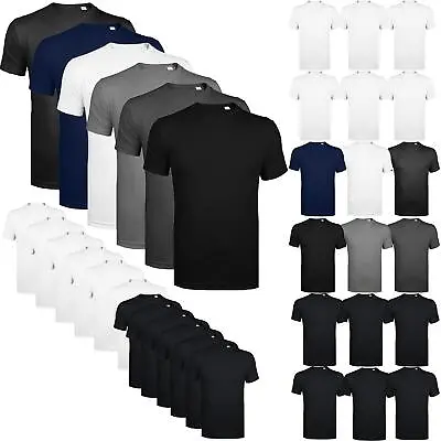 6 PACK Mens T-Shirt 100% Cotton Plain Short Sleeve Tee Top Multi Colors Gift Set • £16.99