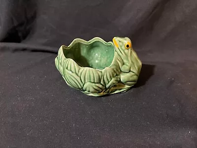 Vintage 1950’s McCoy Pottery Green Frog On Lotus Lily Pad Flower Planter • $25