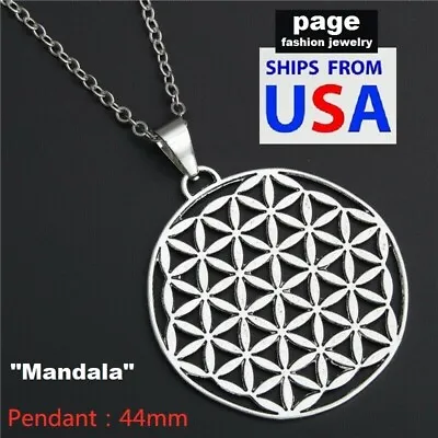 Flower Of Life 1-3/4  Silver Mandala Unity Symbol Men/Women Necklace 20  Chain • $6.49