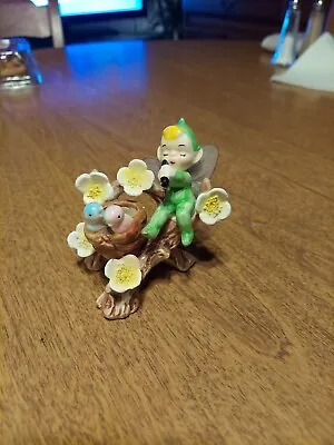 *SUPER RARE* VTG Japan Elf Pixie On Tree With Birds & Flowers Figurine • $45