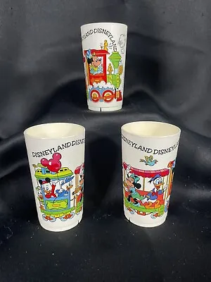 Vintage Disneyland Plastic Cups Set Of 3 Mickey Mouse & Friends On Train • $12.99