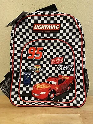 Disney Store Cars Lightning McQueen Checkered Backpack School Bag 16  2020 NEW • $39.50