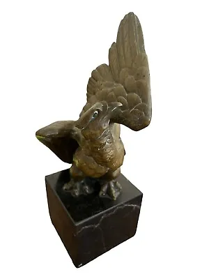 Antique Bronze Eagle Sculpture Marble Base Signed Artists And Foundry Mark • $475