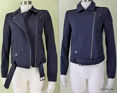 £126.56 • Buy NWT THEORY $415 Cotton Blend ELECTRA Motorcycle Jacket Size P/(XS) In SPACE Blue
