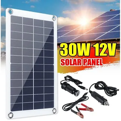 £20.99 • Buy 30W 12V Solar Panel Trickle Battery Charger Car Van Caravan Boat Kit Portable