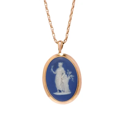 £539 • Buy Antique 9ct Rose Gold Wedgwood Jasperware Cameo Pendant Necklace
