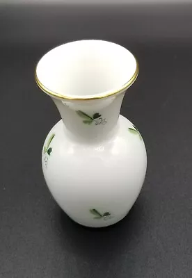 Wien Augarten Vienna White W/ Gold Trim Miniature Bud Vase Green Clover Leaf  • $19.99