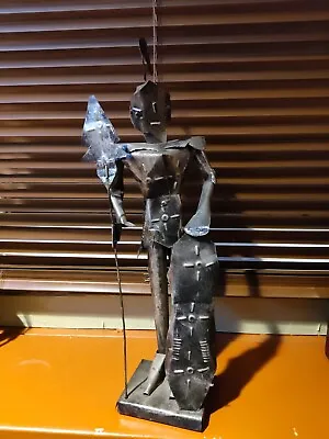 Vintage Knight Statue Suit Of Armor Metal Tin Gothic Medieval Mid-Century • $16