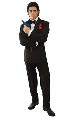 Mens 007 James Bond Spy Black Suit Film Fancy Dress Costume • £49.99