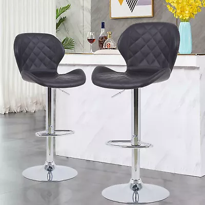 Set Of 2 Bar Stools PU Leather Modern Hydraulic Adjustable Swivel Dinning Chairs • $99.93