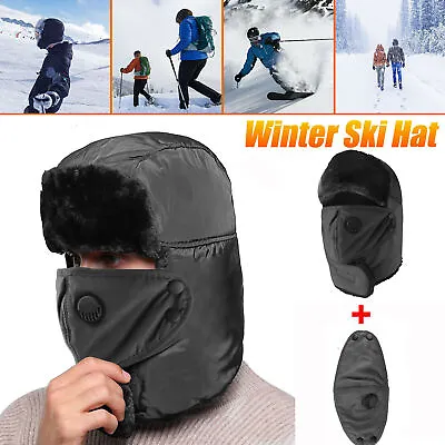 Men's Winter Warm Trapper Hat Fur Trooper Russian Ushanka Ear Flaps Hunting Cap • $7.98