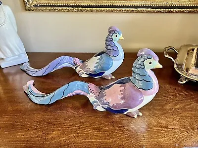 Vintage Rare Kay Finch California Set Of 2 Ceramic Pottery Huge Tropical Birds • $195