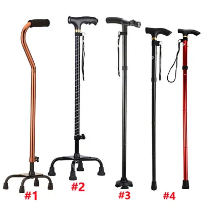 LED Folding Walking Cane For Seniors Men & Women Non-Slip 4-Prong Base Walker • $9.90