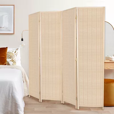 4-Panel Sturdy Bamboo Room Divider Folding Partition Screen Freestanding 2 Color • $57.99