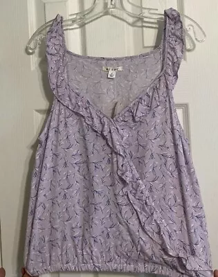 Francesca's Miami Lavender/Navy Floral Ruffled Sleeveless Top Size S NWT • $12.99