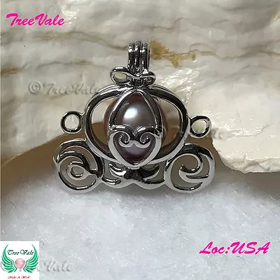 Pearl Cage Pendant - Princess Cindy Carriage - 925 Sterling Silver - HOLD 6-9mm • $37.60