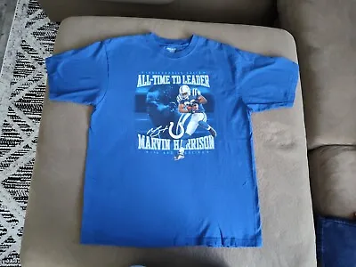 Y2K Marvin Harrison Reebok All Time TD Leader Colts Tee Shirt Blue Size Large • $29.99