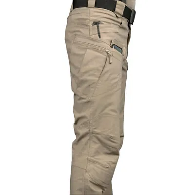 2XL Khaki Mens Cargo Combat Work Trousers Tactical Pants Multi Pockets Casual US • $7.99
